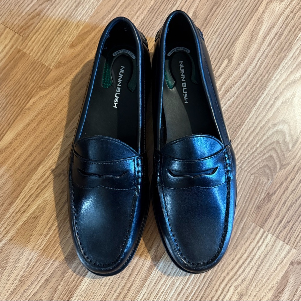 Nunn Bush Noah Moc Toe Slip on men’s black dress shoes size 11